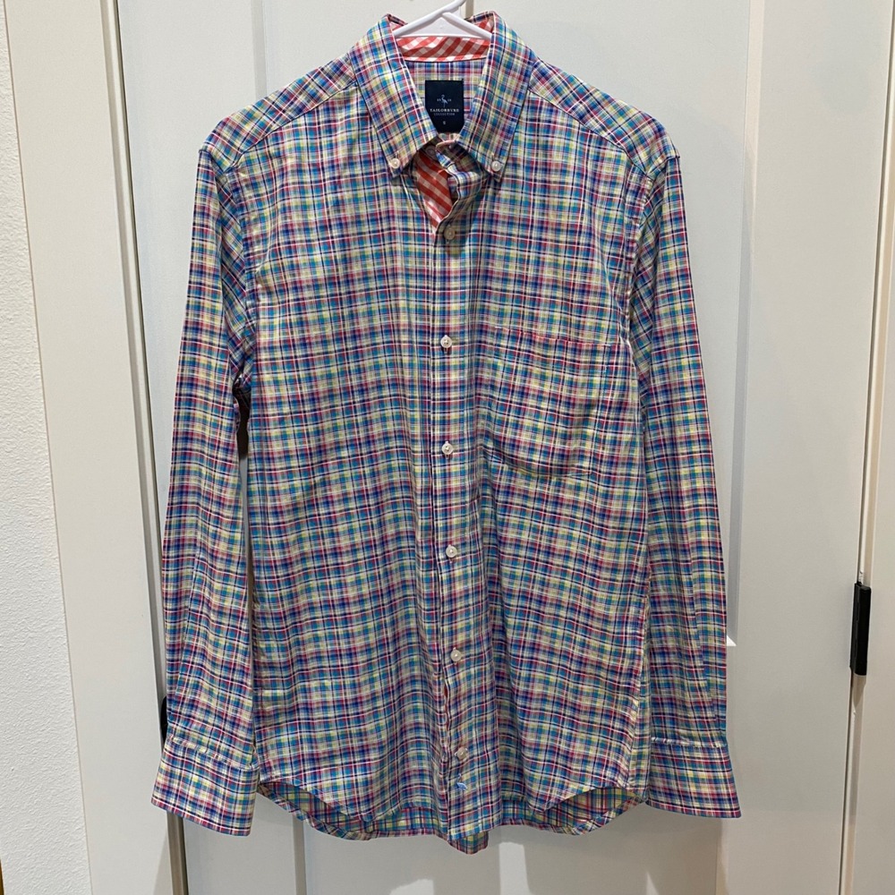 Tailorbyrd Collection Mens Small Multi Color Plaid Cotton Button Down Shirt
